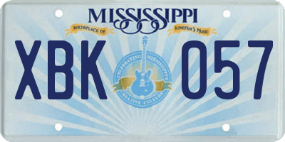 MS license plate XBK057