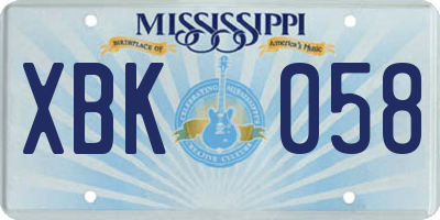 MS license plate XBK058