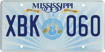 MS license plate XBK060