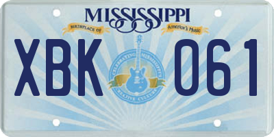 MS license plate XBK061