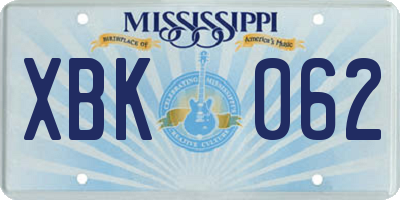 MS license plate XBK062