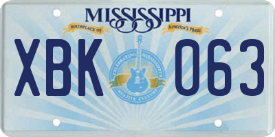 MS license plate XBK063