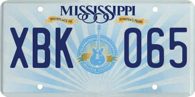 MS license plate XBK065
