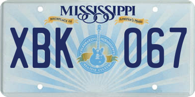 MS license plate XBK067