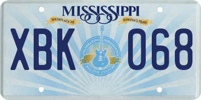 MS license plate XBK068