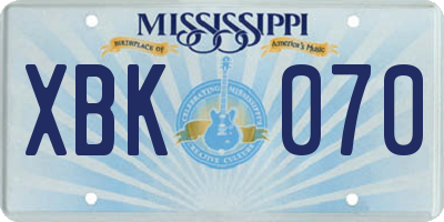 MS license plate XBK070