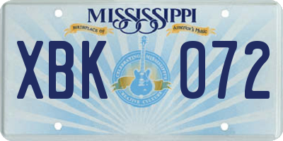 MS license plate XBK072