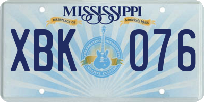 MS license plate XBK076