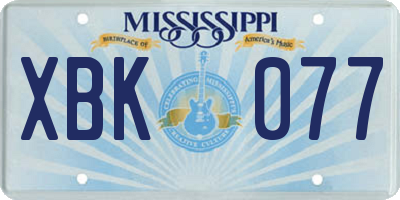MS license plate XBK077