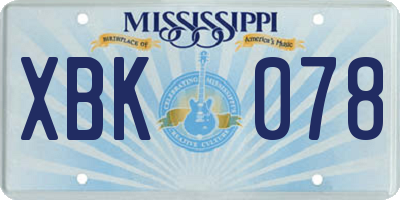 MS license plate XBK078