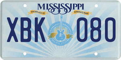 MS license plate XBK080