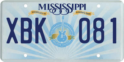MS license plate XBK081