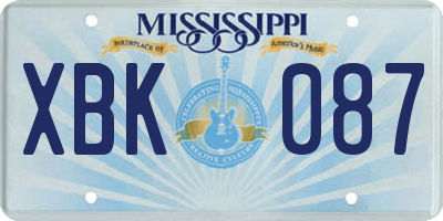 MS license plate XBK087