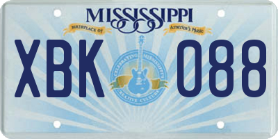 MS license plate XBK088