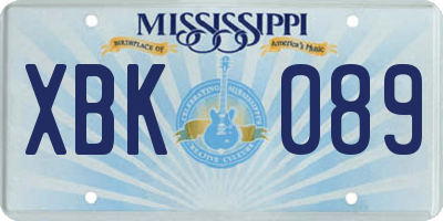 MS license plate XBK089