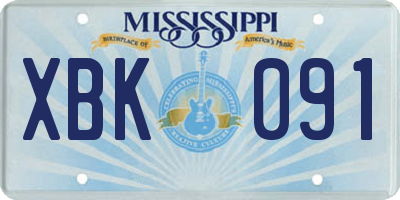 MS license plate XBK091