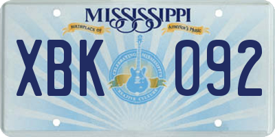 MS license plate XBK092