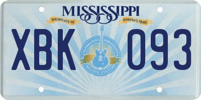 MS license plate XBK093