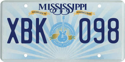 MS license plate XBK098