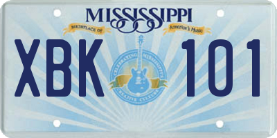 MS license plate XBK101