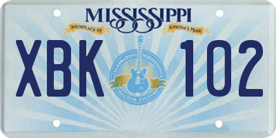 MS license plate XBK102