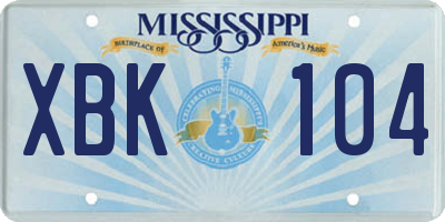MS license plate XBK104