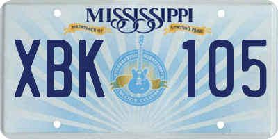 MS license plate XBK105