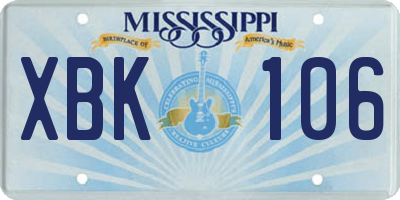 MS license plate XBK106
