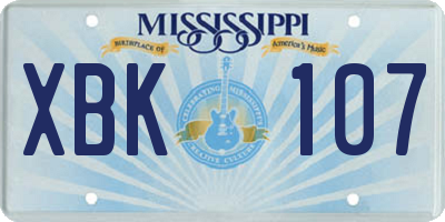 MS license plate XBK107