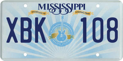 MS license plate XBK108