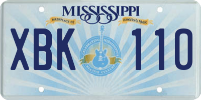 MS license plate XBK110