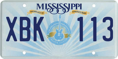 MS license plate XBK113