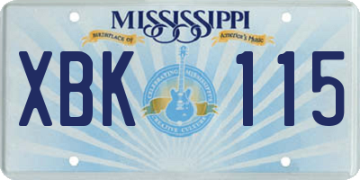 MS license plate XBK115