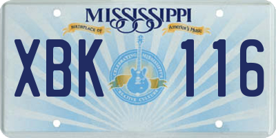 MS license plate XBK116