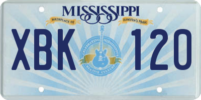 MS license plate XBK120
