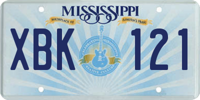 MS license plate XBK121