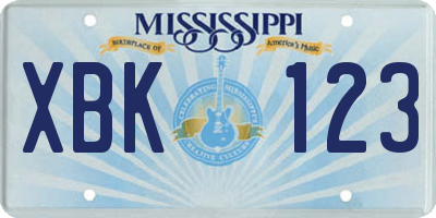 MS license plate XBK123