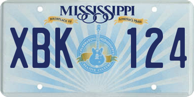 MS license plate XBK124