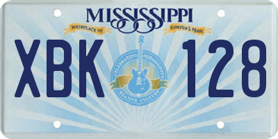 MS license plate XBK128
