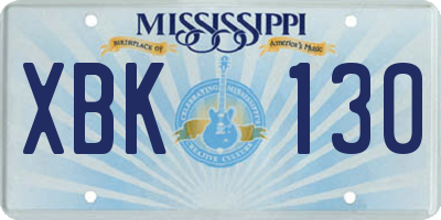 MS license plate XBK130