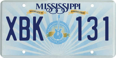 MS license plate XBK131