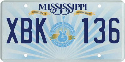 MS license plate XBK136