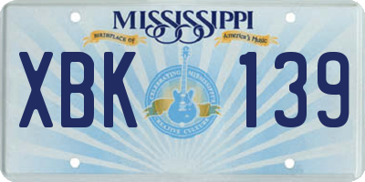 MS license plate XBK139