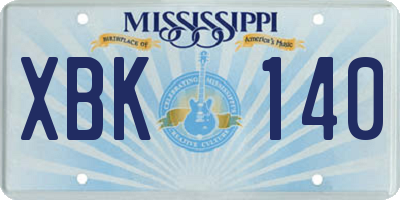 MS license plate XBK140