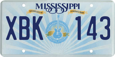 MS license plate XBK143
