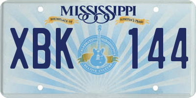 MS license plate XBK144