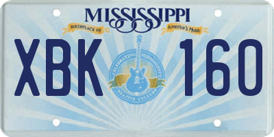 MS license plate XBK160
