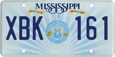 MS license plate XBK161