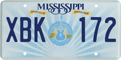MS license plate XBK172