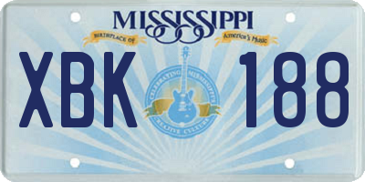 MS license plate XBK188